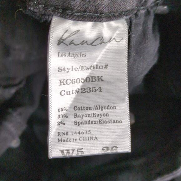 Kancan June Low Rise Ankle Skinny Black Jeans, Raw Hem, Distressed, Size 5/26 - Picture 4 of 6